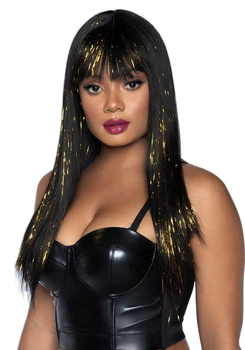 Парик Leg Avenue Long bang wig with tinsel Универсальный Чёрный/золотой ( SO7940 )