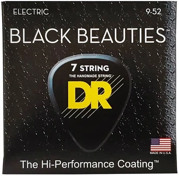 Cтруны для электрогитары DR STRINGS BLACK BEAUTIES ELECTRIC - LIGHT 7-STRING (9-52)