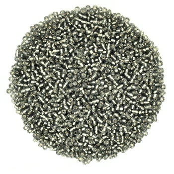 Бисер китайский мелкий, 12/0, Серый блестящий, 2 мм, 25 г (BIS-037701) Polimex