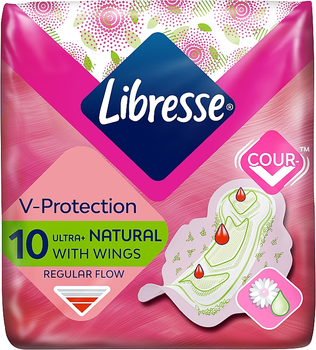 Гігієнічні прокладки Ultra Natural з алоє та ромашкою, з крильцями, 10шт - Libresse 10 Ultra Thin Aloe Vera&Camomile Ultra Natural 10шт