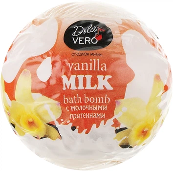 Бомба для ванни з протеїнами молока "Vanilla milk", помаранчева - Dolce Vero 75g (836295-52338)