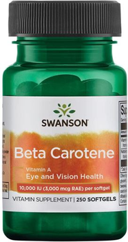 Дієтична добавка Swanson Бета-каротин Вітамін А 10.000 IU 250 капсул (0087614010106)