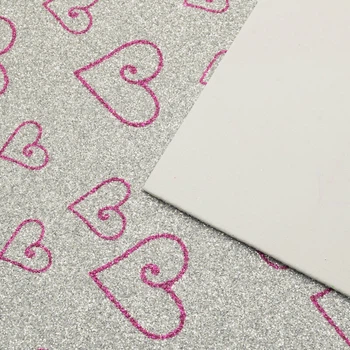 Фоамиран глиттерный с рисунком Сердца, 20х27 см, Серебристый, 1 шт (FOM-042960) Polimex