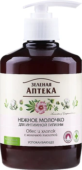 Нежное молочко для интимной гигиены "Овес и хлопок" - Зеленая Аптека 370ml (185101-19252)