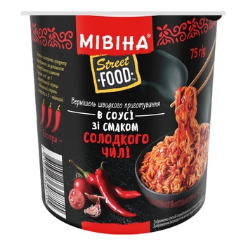 Вермишель Мівіна Street Food быстрого приготовления в соусе со вкусом сладкого чили 75 г (7613287348715)