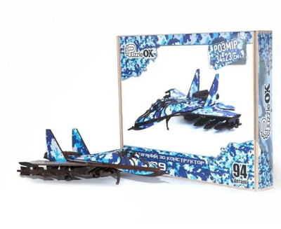 Деревянный 3D конструктор PuzzleOk самолет исстребитель МиГ-29 94 детали