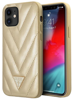 Etui plecki Guess V-Quilted Collection do Apple iPhone 12 mini Gold (3700740480373)