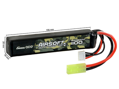 Аккумулятор airsoft 25C 1100mAh 3S1P 11.1V LiPo mini Tamiya (для страйкболу)