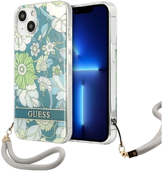 Etui plecki Guess Flower Strap do Apple iPhone 13 Green (3666339040482)