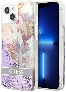 Панель Guess Flower Liquid Glitter для Apple iPhone 13 mini Purple (3666339041274)
