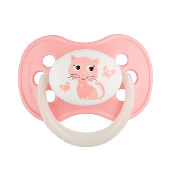 Пустышка силиконовая круглая Animals Розовая Canpol Babies 0-6 м (5903407225951)