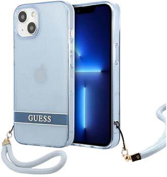 Etui plecki Guess Translucent Stap do Apple iPhone 13 mini Blue (3666339040673)