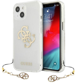 Etui plecki Guess 4G Gold Charms Collection do Apple iPhone 13 mini Transparent (3666339024710)