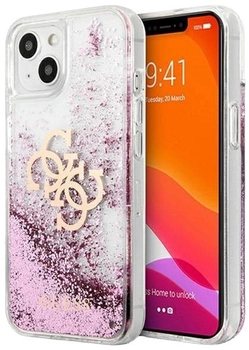 Etui plecki Guess 4G Big Liquid Glitter do Apple iPhone 13 mini Pink (3666339024673)