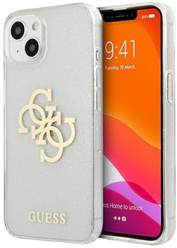 Etui plecki Guess Glitter 4G Big Logo do Apple iPhone 13 mini Transparent (3666339024512)