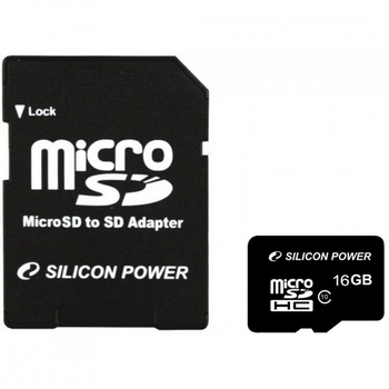 Карта памяти Silicon Power 16Gb MicroSD class 10 (SP016GBSTH010V10SP) (160069)