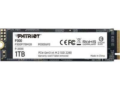 Твердотільний накопичувач SSD M.2 Patriot P300 1TB NVMe 2280 PCIe 3.0x4 3D NAND TLC (P300P1TBM28)