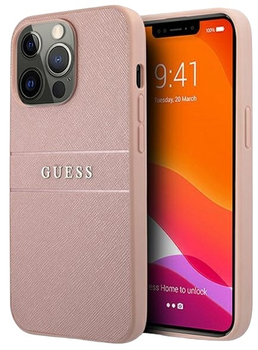 Панель Guess Saffiano Stripe для Apple iPhone 13 Pro Max Pink (3666339023508)