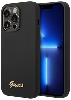 Панель Guess Silicone Vintage Gold Logo для Apple iPhone 14 Pro Black (3666339064907)