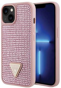 Панель Guess Rhinestone Triangle для Apple iPhone 14 Pink (3666339120092)
