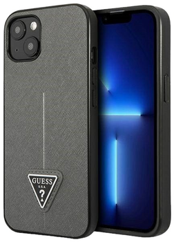 Панель Guess Saffiano Triangle Logo для Apple iPhone 14 Silver (3666339065447)