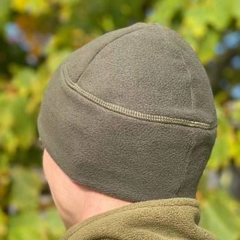 Флисовая зимняя тактическая шапка M-KET Хаки мужская и женская для каждодневного ношения или в качестве подшлемника размер универсальный 55-57