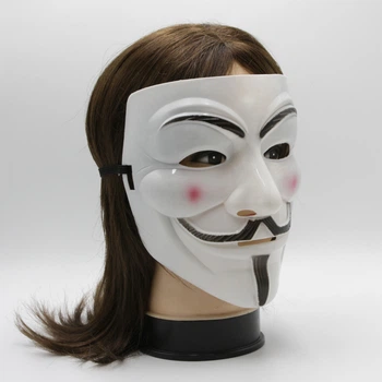 Маска Гая Фокса Анонімусу біла на карнавал на гумці пластикова унісекс (Anonymous)