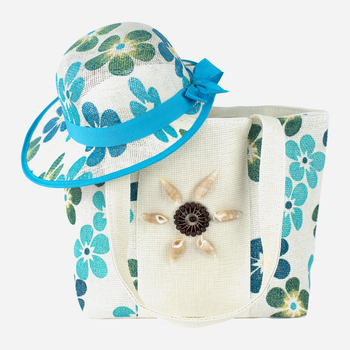 Сумка шопер з капелюшком жіноча Art Of Polo tr22103 Біло-синя (5902021186426)