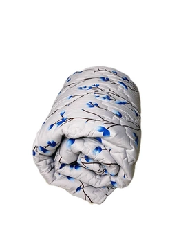 Ковдра зимова Vital Textile двухспальная 180х220см (сіра з синіми квітами)