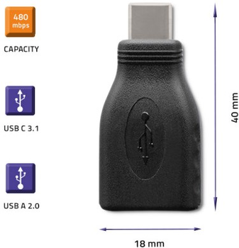 Адаптер Qoltec USB Typ-C - USB Typ A чорний (5901878503967)
