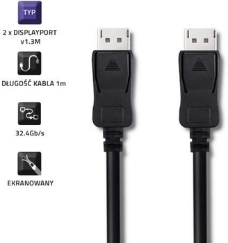 Кабель Qoltec DisplayPort v1.3 - DisplayPort v1.3 8K 1 m чорний (5901878504650)