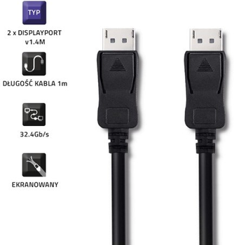 Кабель Qoltec DisplayPort v1.4 - DisplayPort v1.4 8K 1 m чорний (5901878505855)