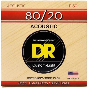Струни для акустичної гітари DR STRINGS HI-BEAM ACOUSTIC 80/20 BRONZE - CUSTOM LIGHT (11-50)