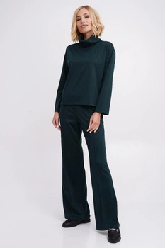 Женский спортивный костюм гольф + брюки клеш Подіум 28225-DARKGREEN S Зеленый