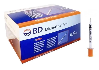Шприц інсуліновий BD Micro-Fine Plus 0.5 мл (30G) x 8мм., 100 шт.