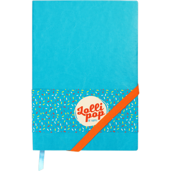 Блокнот діловий BM.295003-14 LOLLIPOP А5, 96 арк, чистий, обкладинка штучна шкіра, блакитний (50)