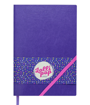 Блокнот діловий BM.295103-07 LOLLIPOP LOGO2U, А5, 96 арк, клітинка, обкладинка штуч шкіра, фіол (50)