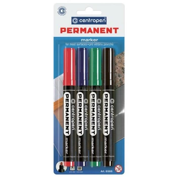 Комплект из 4-х маркеров Centropen Permanent 2.5 мм ассорти (8566/4 / bl)