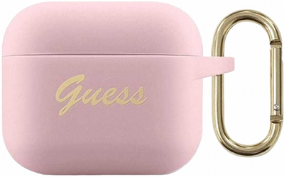 Etui CG Mobile Guess Silicone Vintage Script do AirPods 3 Różowy (3666339010010)