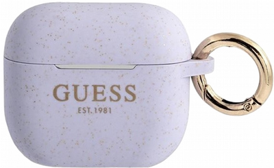 Etui CG Mobile Guess Silicone Glitter do AirPods 3 Fioletowy (3666339010317)