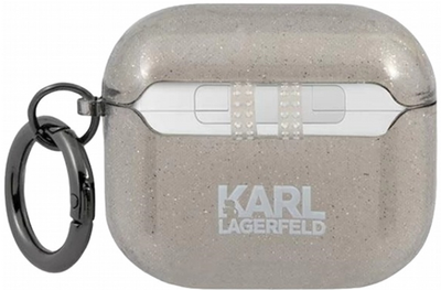 Etui CG Mobile Karl Lagerfeld Glitter Karl`s Head do AirPods 3 Czarny (3666339030278)