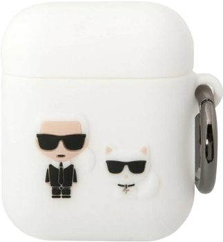 Etui CG Mobile Karl Lagerfeld Silicone Karl & Choupette do AirPods 1 / 2 Biały (3666339088194)