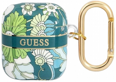 Etui CG Mobile Guess Flower Strap Collection GUA2HHFLN do AirPods 1 / 2 Zielony (3666339041885)