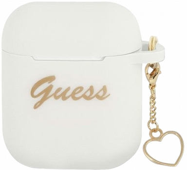 Etui CG Mobile Guess Silicone Charm Heart Collection GUA2LSCHSH do AirPods 1 / 2 Biały (3666339039127)