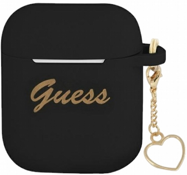 Etui CG Mobile Guess Silicone Charm Heart Collection GUA2LSCHSK do AirPods 1 / 2 Czarny (3666339038977)