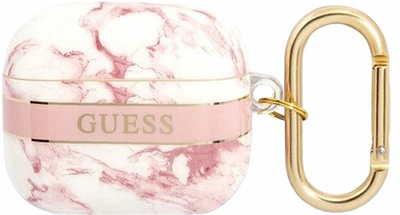 Etui CG Mobile Guess Marble Strap Collection GUA3HCHMAP do AirPods 3 Różowy (3666339047214)