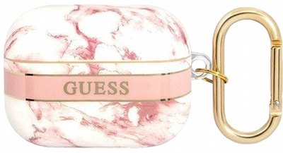 Etui CG Mobile Guess Marble Strap Collection GUAPHCHMAP do AirPods Pro Różowy (3666339047207)