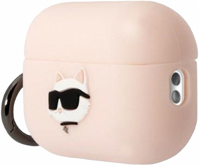 Etui CG Mobile Karl Lagerfeld Silicone Choupette Head 3D KLAP2RUNCHP do Apple AirPods Pro 2 Różowy (3666339099282)