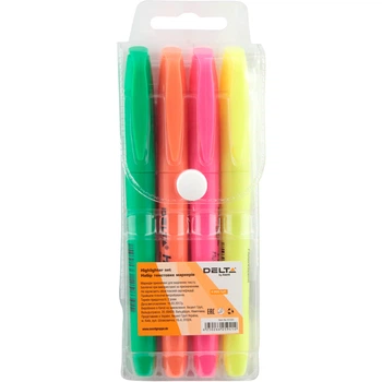Комплект з 4-х маркерів Axent Delta Highlighter 2-4 мм асорті (d2503-40)