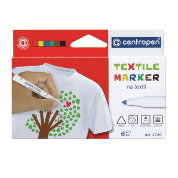 Комплект из 6-ти маркеров Centropen Textile 1.8 мм ассорти (2739.6)